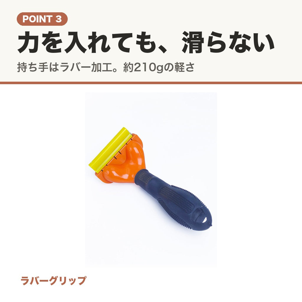 POINT 3 力を入れても滑らない、ラバー加工の持ち手