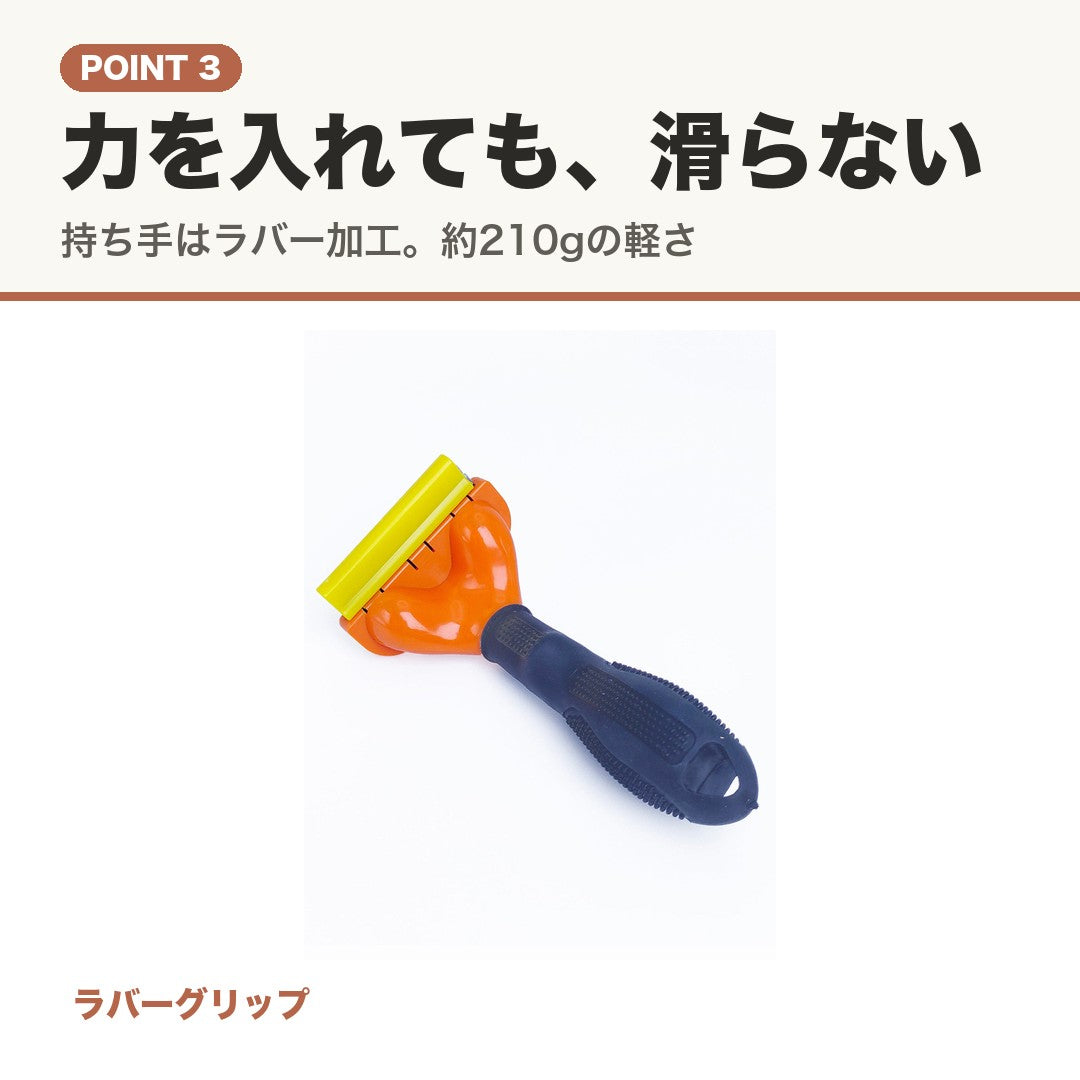 POINT 3 力を入れても滑らない、ラバー加工の持ち手
