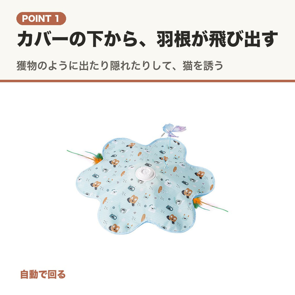 POINT 1 カバーの下から羽根が飛び出す